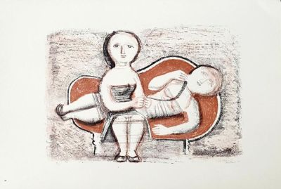 Massimo Campigli - Il divano, 1952 Color lithograph on paper, plate signed, not numbered 