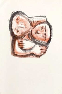 Massimo Campigli - L'abbraccio, 1952 Color lithograph on paper, plate signed, not numbered 