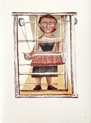 Massimo Campigli - La tessitrice, 1952 Color lithograph on paper, plate signed, not numbered 