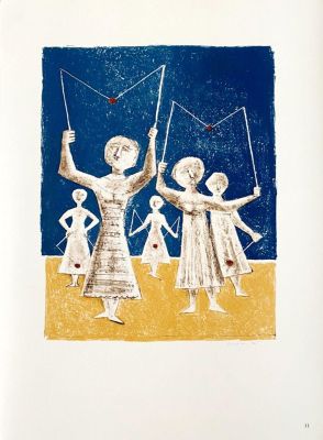 Massimo Campigli - Giocatrici di diabolo, 1954 Color lithograph on paper, plate signed, not 