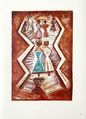 Massimo Campigli - Scalinata, 1956 Color lithograph on paper, plate signed, not numbered 