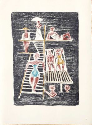 Massimo Campigli - Il trampolino, 1956 Color lithograph on paper, plate signed, not numbered 
