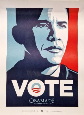 Shepard Fairey - Obama Vote Poster, 2008 Promotion print released online on 11/17/2008 by The 