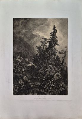 Alexandre Calame - Le Torrent, 1848-1850Etching and burin on paper, engraved by Alexandre 