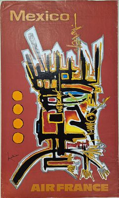 Georges Mathieu - Air France Mexico, 1967Original poster on paper, plate signed, not numbered. 