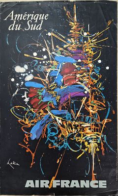 Georges Mathieu - Air France Am&eacute;rique du Sud, 1967Original poster on paper, plate signed, not 