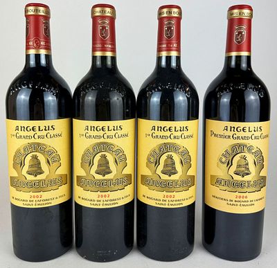 Vin - Chateau Angelus 2002 / 20064 Botlles 0.75L3 - 2002 / 1 - 2006 1er grand cru class&eacute;Saint 