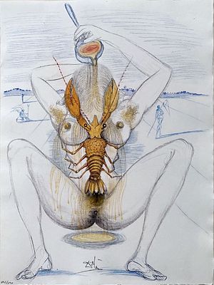 Salvador Dal&iacute; - Femme surr&eacute;aliste au homard (Dali illustre Casanova), 1967Original etching on 