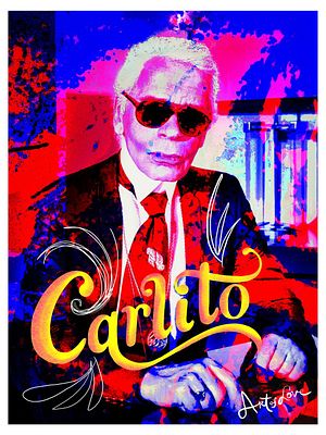 Pellarose - Carlito (Karl Lagerfeld), 2024Original digigraphy on Hahnem&uuml;hle Albrecht D&uuml;rer 210 