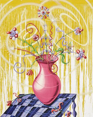 Kenny Scharf - Flores Yellow, 2020Archival inkjet print with high gloss varnish and diamond 