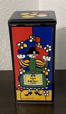 Romero Britto - Cr&egrave;me de Grand Marnier, 1990Vintage metal box (empty), wear signs, 24 x 12 x 12 
