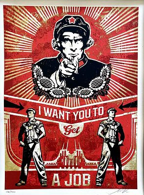 Shepard Fairey - Get A Job, 2012Silkscreen on cream Speckletone paper, signed in pencil and 