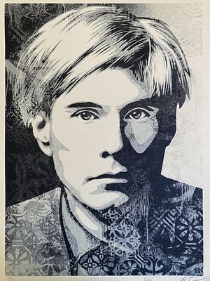 Shepard Fairey - Warhol Collage (Silver), 2023Screen print on thick cream Speckletone paper 