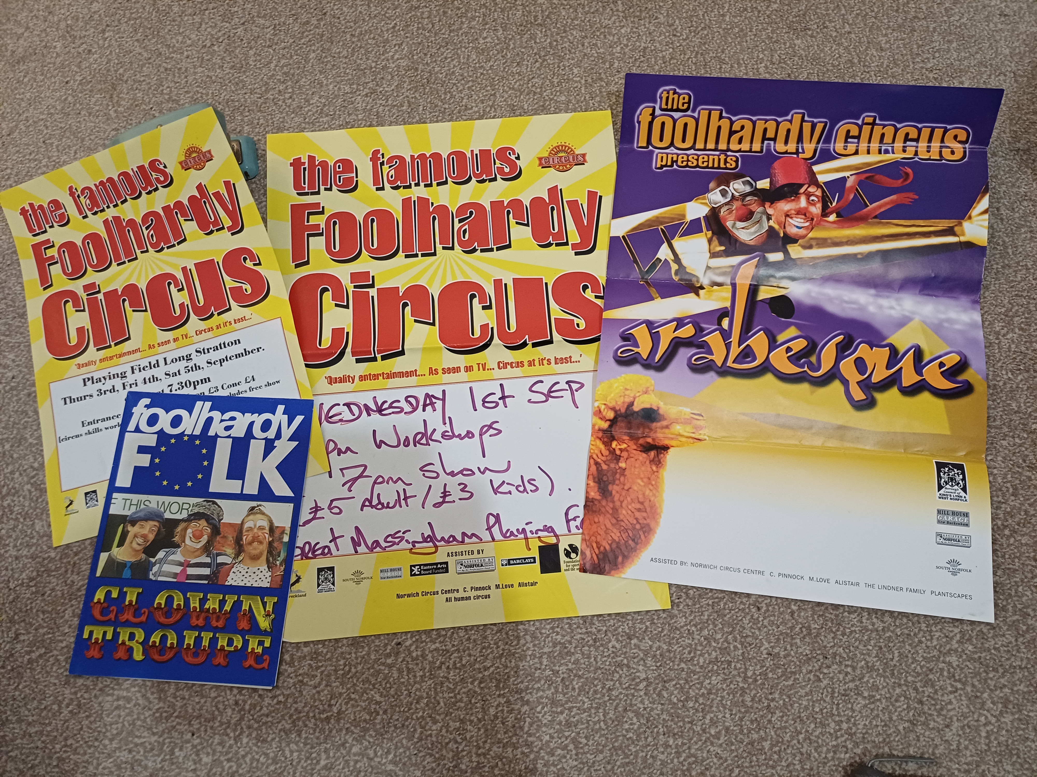 Foolhardy Folk Circus poster and ephemera