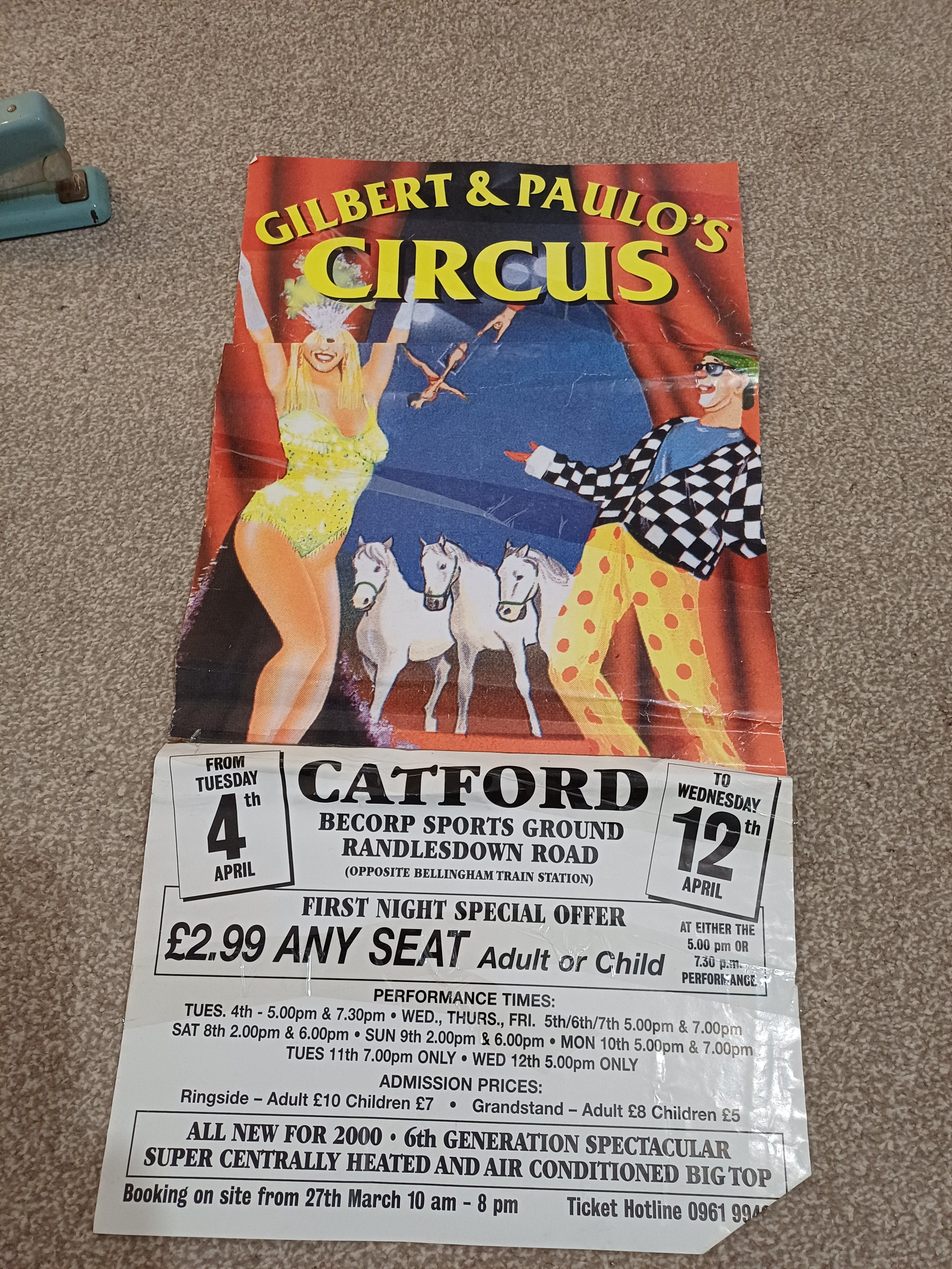 Gilbert And Paulos Circus poster 30 x 59 cms