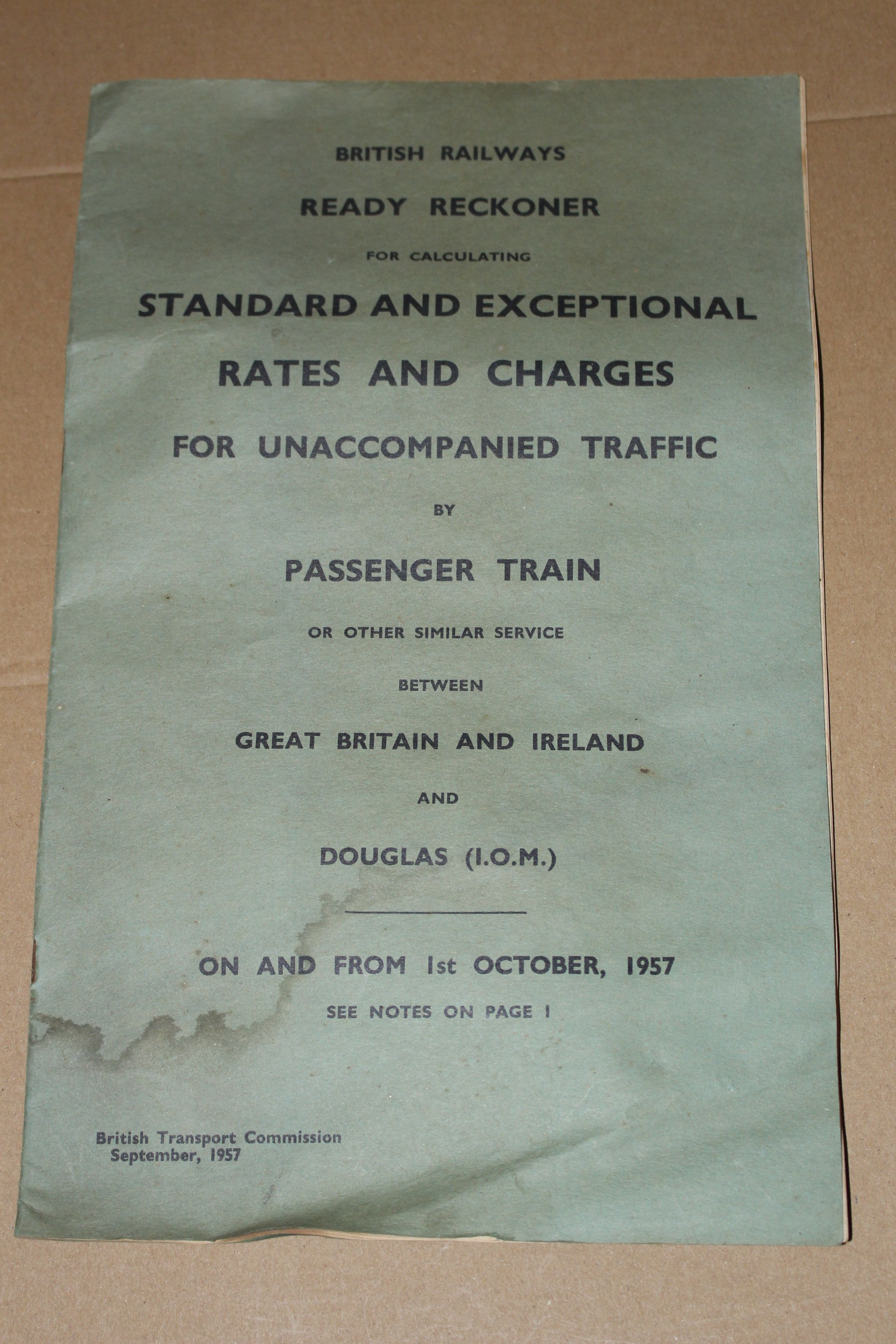 British Rail ready reckoner 1957
