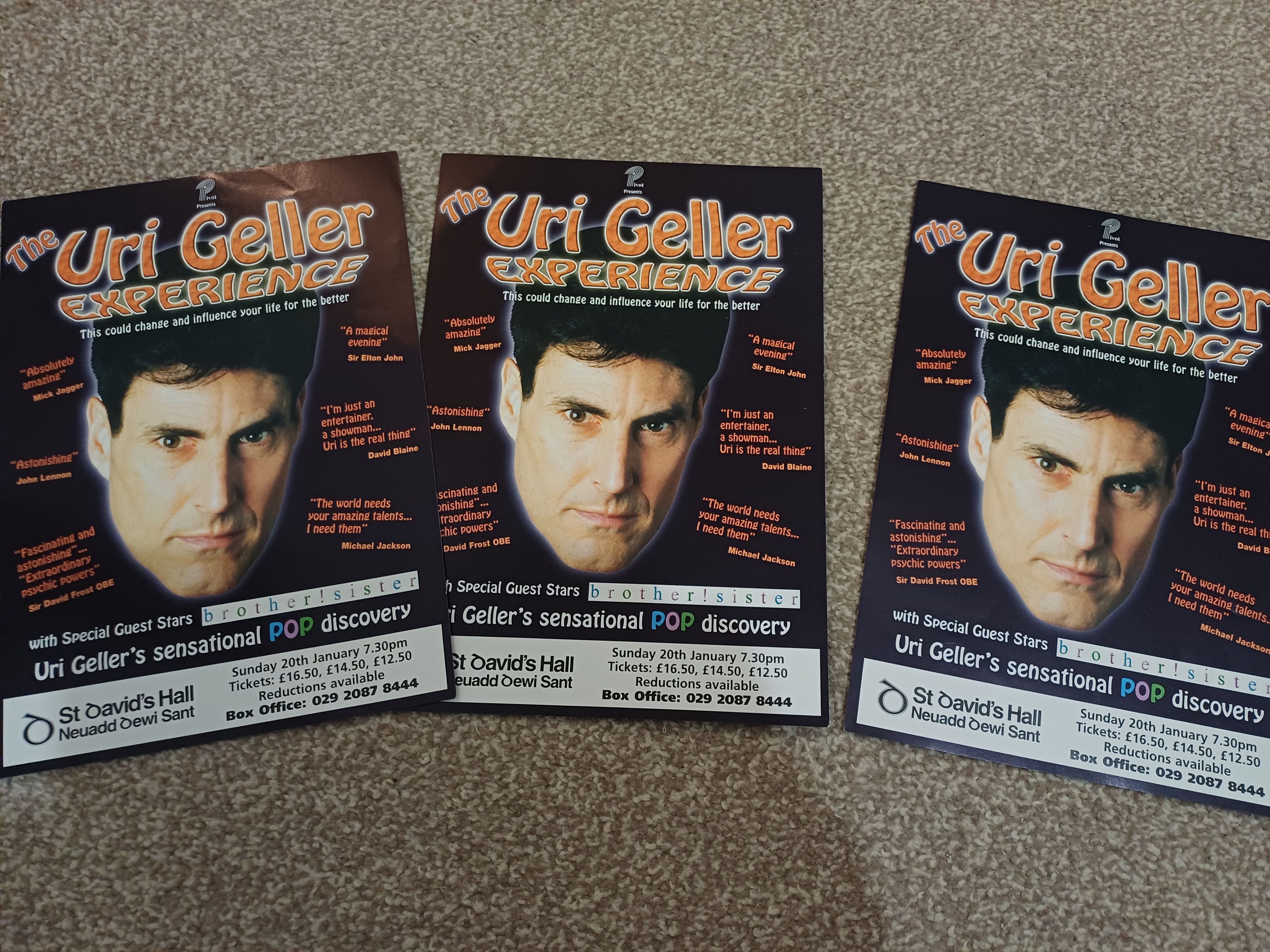3 Uri Geller Flyers magic
