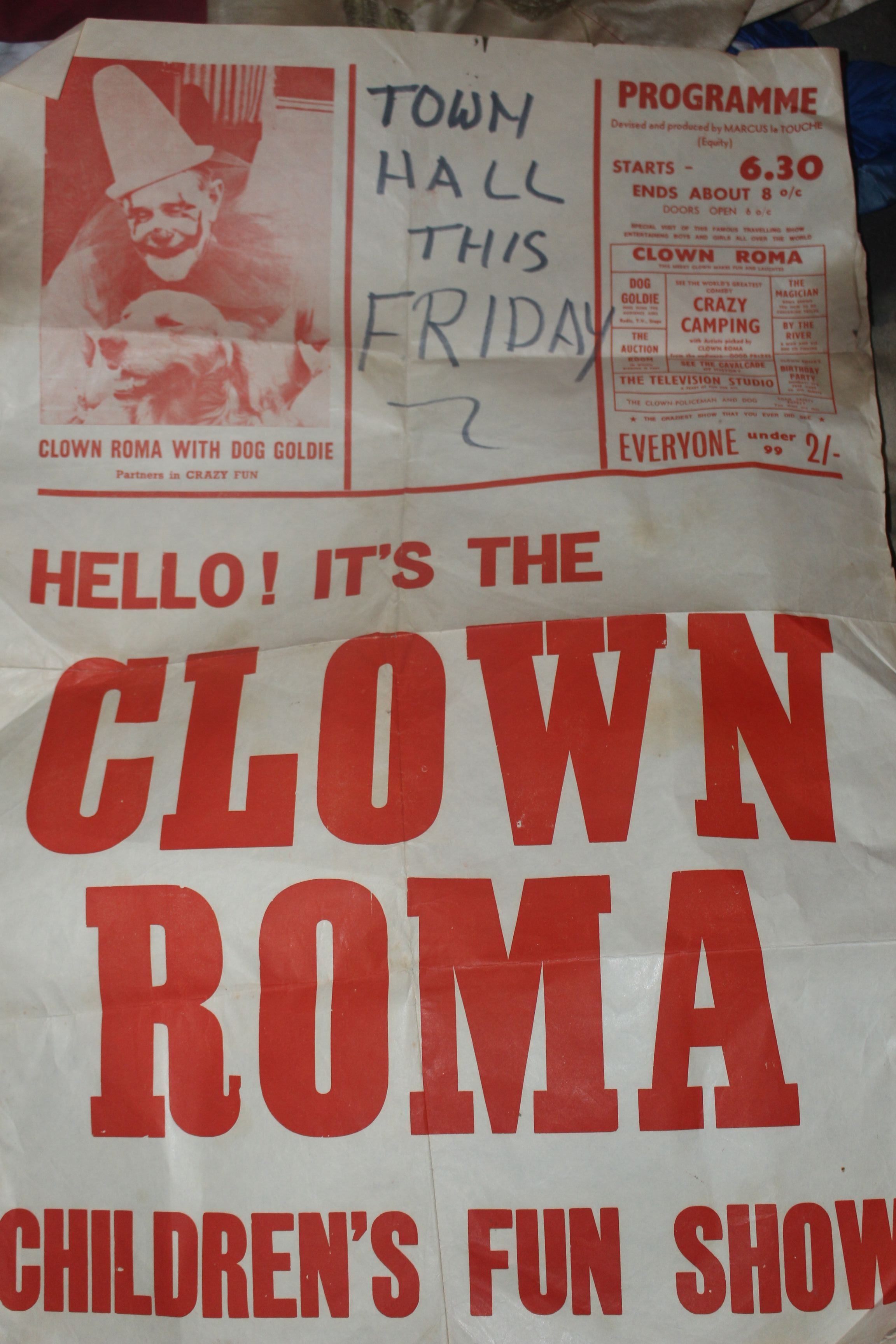Clown Roma circus poster 1950s 60s