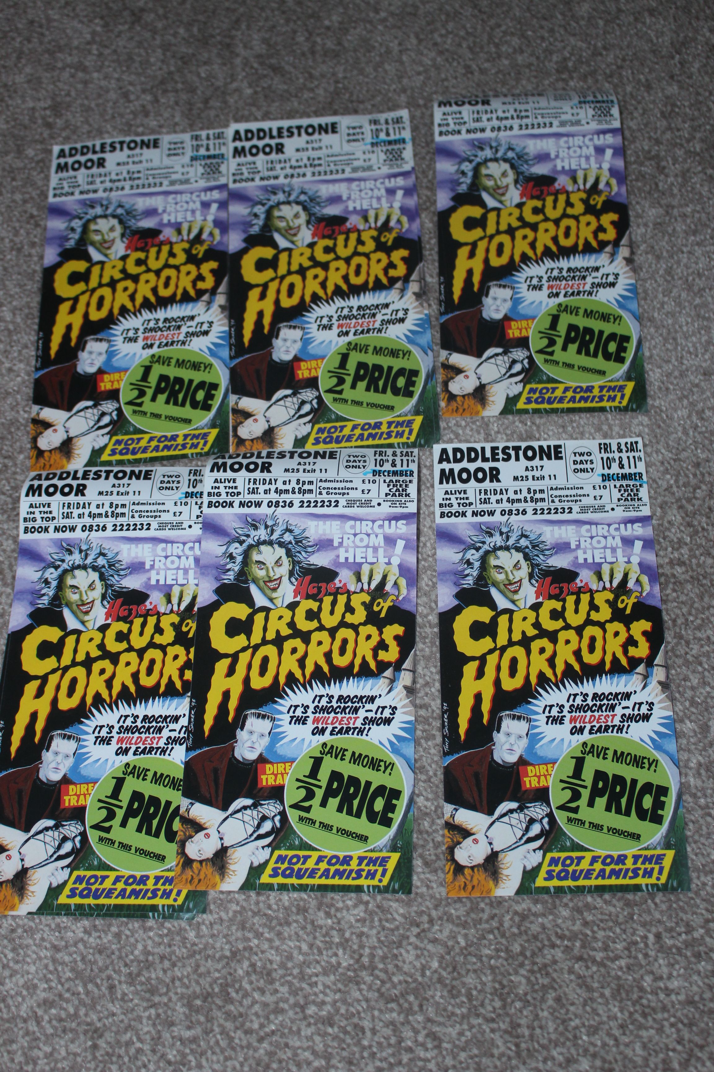 6 Circus of Horrors flyers 1990s