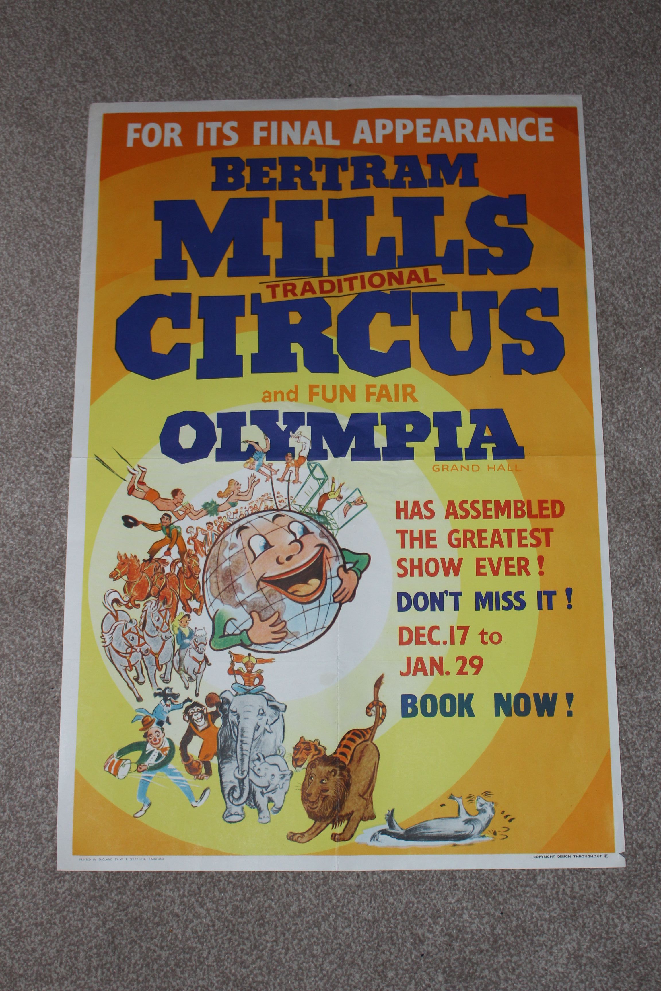 Bertram Mills Vintage circus poster 1970s ?