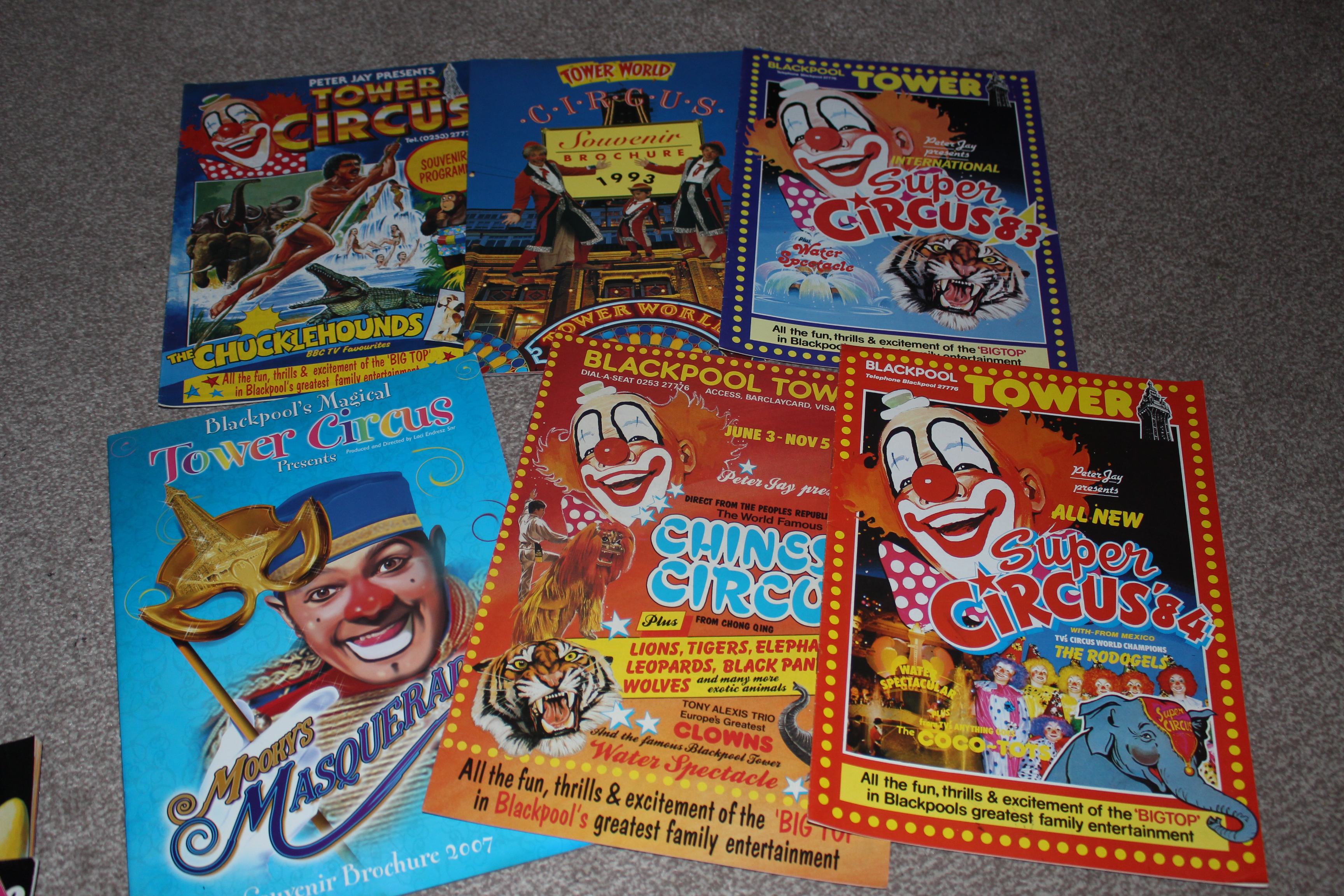 6 Blackpool Tower Circus programmes