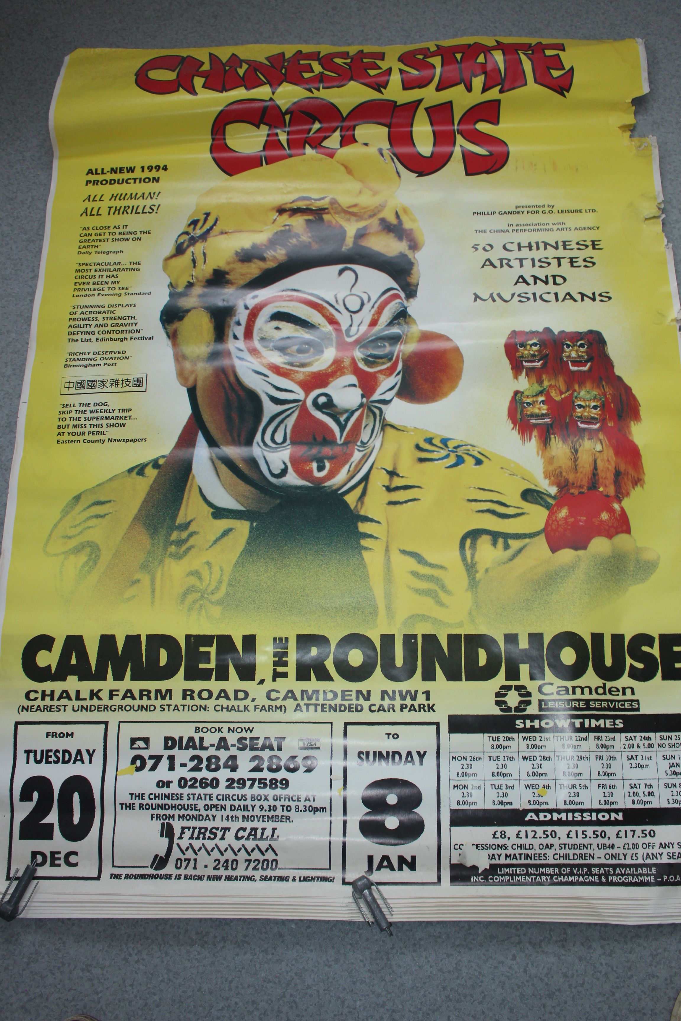 10 Chinese State Circus posters 60 x 40 inches 1990s