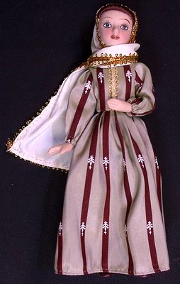 Фарфоровая коллекционная кукла. В праздничном костюме Донской казачки (Ставропольской губернии) 