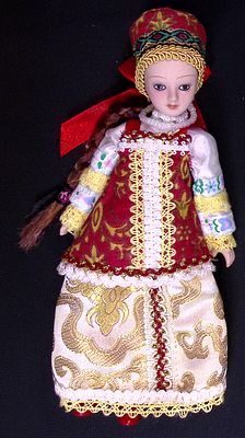 Фарфоровая коллекционная кукла. В летнем костюме Костромской губернии из журнала "Куклы в 