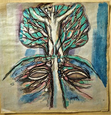 Оригинальная живопись художника Александра Шафранского. Венец творения. Гуашь на оберточной 