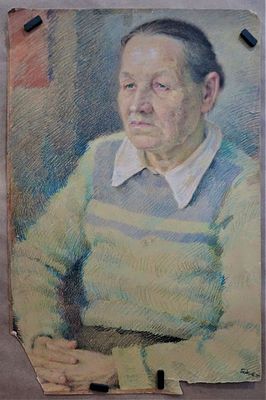 Бендель, П.Э. Портрет женщины преклонных лет. 1930-е гг. . Бумага, графит. карандаш, пастель. 60 