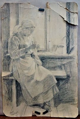 Бендель, П.Э. Карандашный рисунок. Бумага наклеенная на картон, карандаш. Размер 59 х 39 см. В 