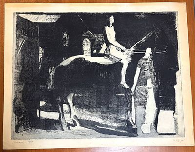 "Полнолуние", офорт. Художник А.Е. Бумага, офорт. 56 х 72 см.