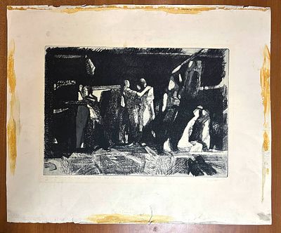 По мотивам жизни Пабло Неруды "Наводнение", офорт. Художник А.Е. 1981 г. Бумага, техника офорт 