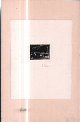 Пантелеев М. . Бумага, тушь. Размер листа 27 х 43. Размер без полей 6,5 х 7,5 см. 
Пантелеев 