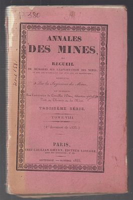 Летопись шахт. Т. VIII, сентябрь-октябрь 1835 г. [Annales des mines <...>. Tome VIII.] На 