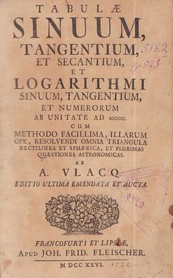 [Аллигат.] Влакк, Андриан. Таблицы синусов, тангенсов и секансов.; Бригс Г. Логарифмические 