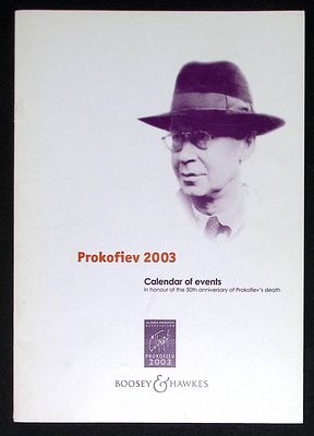 Календарь мероприятий в честь 50 лет со дня смерти Прокофьева. На английском языке. Boosey 