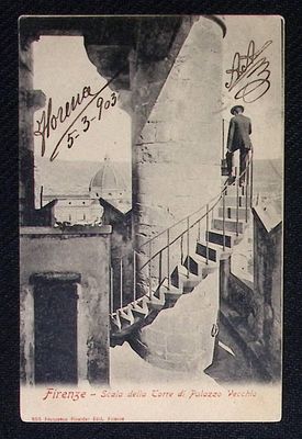 Открытое письмо. Флоренция, лестница башни в Палаццо Веккьо. До 1904 г. С итальянской маркой. 