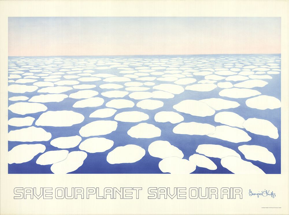 Georgia O’Keeffe (American, 1887–1986) - Save Our Planet Save Our Air. Colour offset printing over 