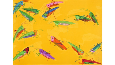 Walasse Ting, (Chinese, 1929–2010) - Grasshoppers. 54 x 74 cm