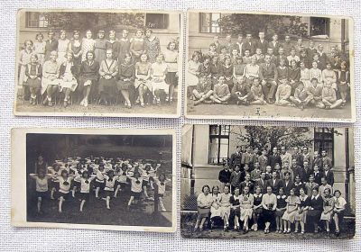4 orig. school photos of a Jewish girl Gabriela Grossova, Czechoslovakia, 1930’s PC size. Two 