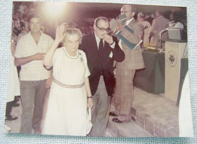 Original private color photo of Golda Meir, PM of Israel, size: 12.8 x 17.5 cm.