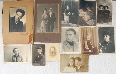 Collection of 12 antique photos of Jewish people, Western Europe. Sizes: 21 x 13 cm. and less 