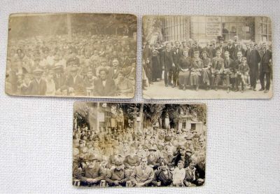 3 Antique photos of a Jewish organizations, Austria-Hungary, early 20th cen., PC size Some age wear
