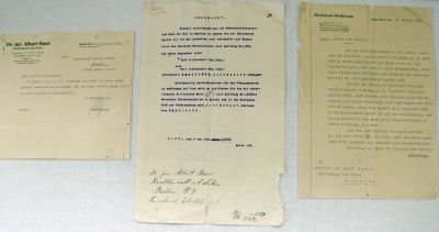 3 Orig. documents of F.M. Meeroff including power of attorney for Dov Hos, in German, 1932. 3 