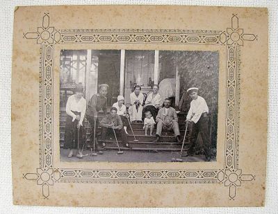 Russian Empire Art nouveau photo of a Jewish family playing cricket. Russian Empire Art nouveau 