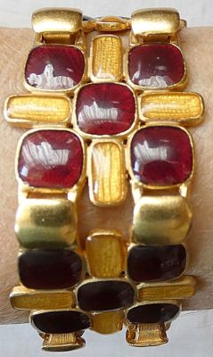 צמיד חוליות וינטג' מאמייל בפטינה זהובה תוצרת DOLCE VITA PARIS . צמיד חוליות וינטג' מאמייל בפטינה 