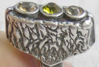 טבעת וינטג' מודרניסטית מכסף סטרלינג משובצת בקריסטל, מידה: 6-6.5, ניתנת להתאמה, הצורפים, ישראל 