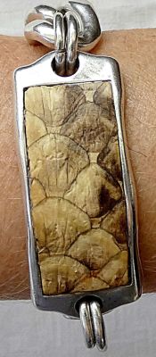 צמיד וינטג' המורכב מחוליה ושרשרת עור מצופים כסף תוצרת COOLSKIN, חתום
. צמיד וינטג' המורכב מחוליה 