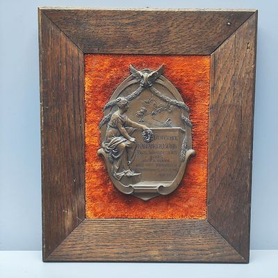 וולק שטוטגרט (Volk Stuttgart) - פלאק ברונזה גרמני ארט-נובו זכייה בתחרות אופניים לשנת 1905 